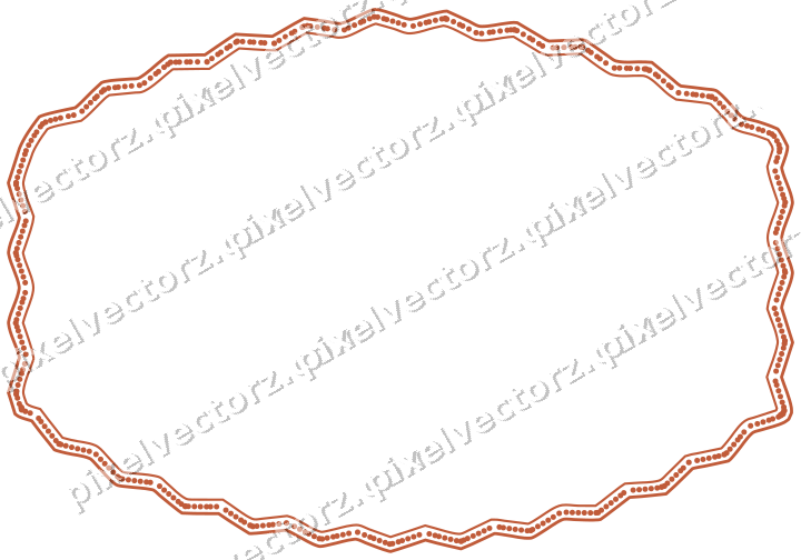 Decorative line art frame in orange and cyan with label plaque