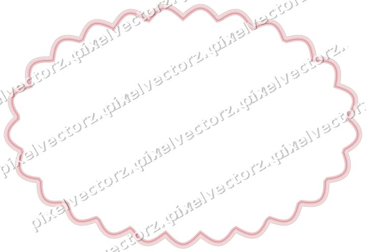 Decorative line art frame in pale pink and pale red with oval