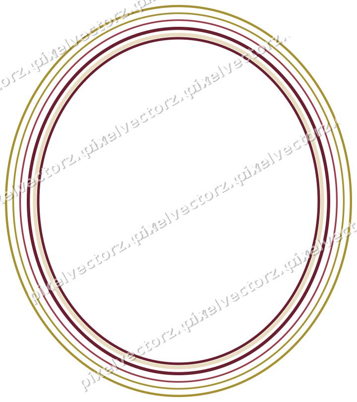 Decorative line art frame in dark pink and red with oval