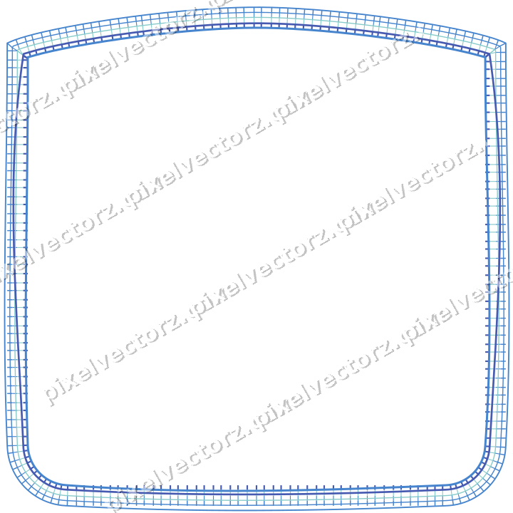 Decorative line art frame in blue and cyan with label plaque