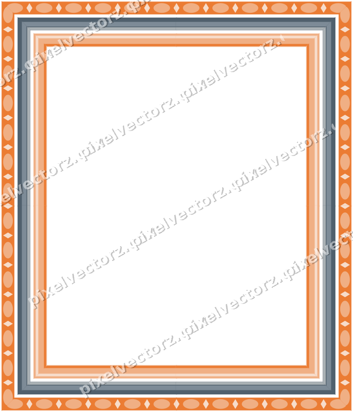 Decorative picture frame border in blue and orange with egg and dart