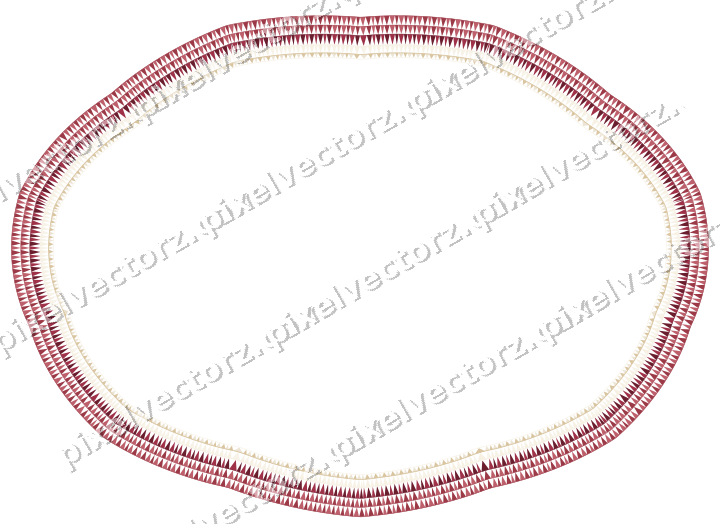 Decorative line art frame in dark pink and red with oval