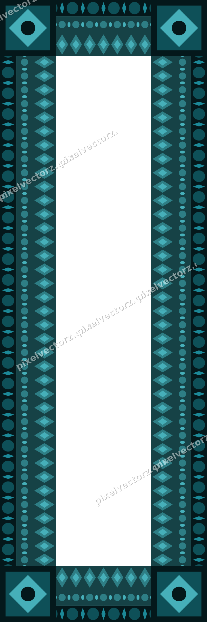 Decorative picture frame border in dark teal with bead and reel