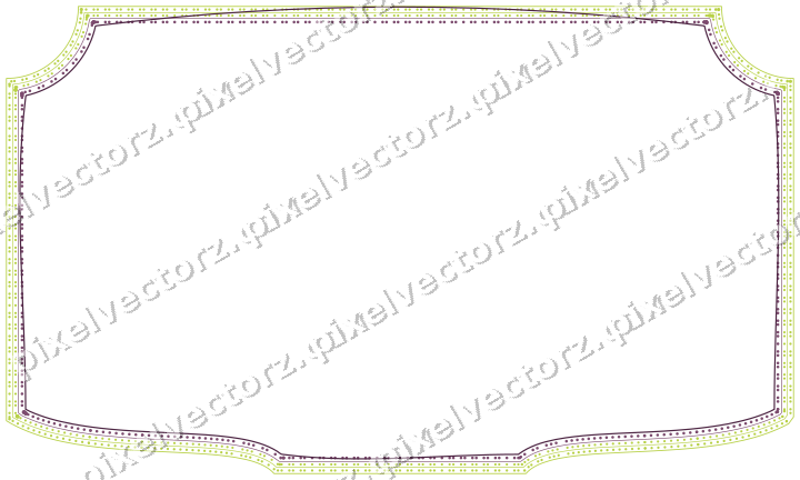 Decorative line art frame in dark magenta and lime with label plaque