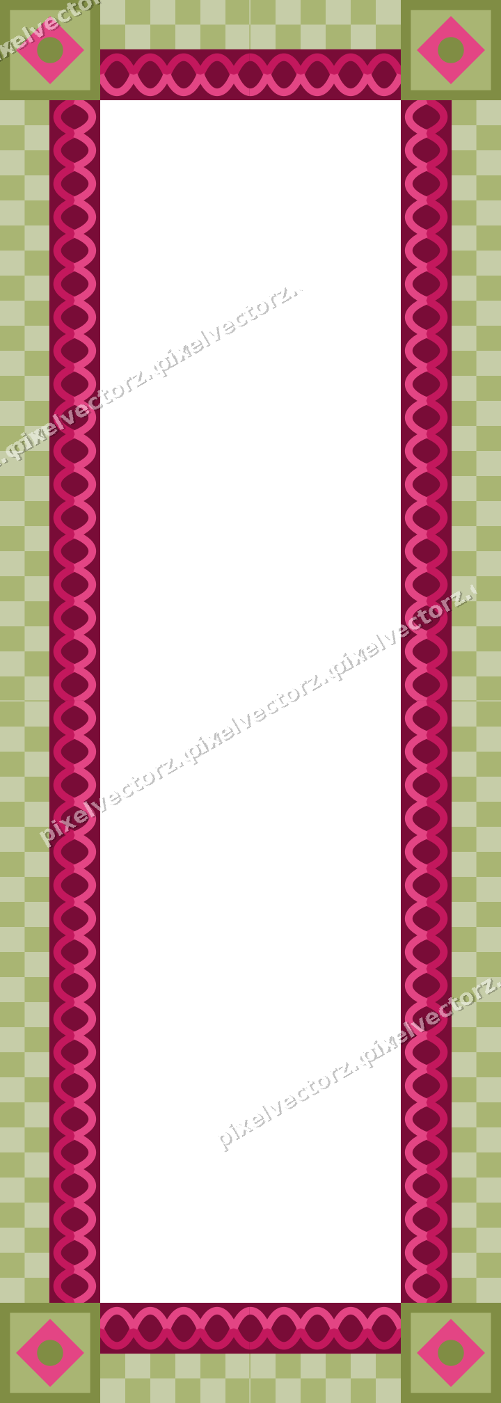 Decorative picture frame border in lime and pink with guilloche