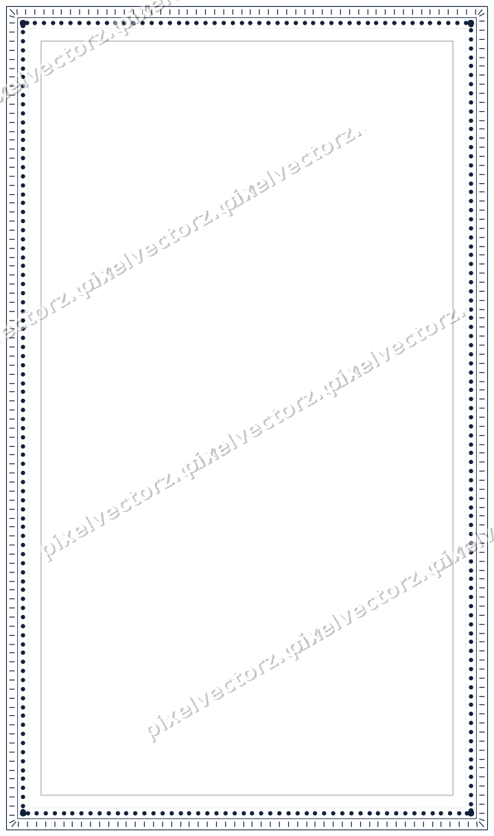 Decorative line art frame in dark blue and white with label plaque