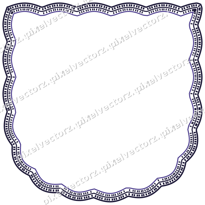 Decorative line art frame in orange and blue with shield
