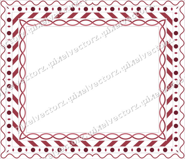 Decorative picture frame border in dark pink and red with wave band