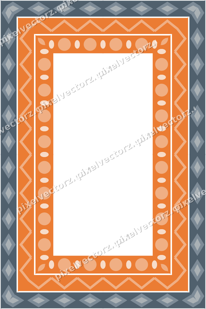 Decorative picture frame border in blue and orange with zigzag