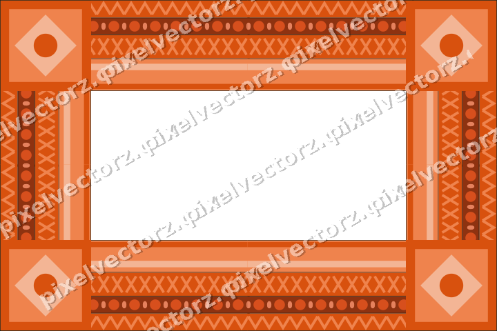 Decorative picture frame border in orange and teal with zigzag