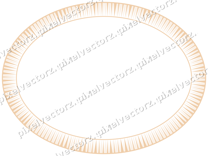 Decorative line art frame in dark blue and orange with oval and dentil
