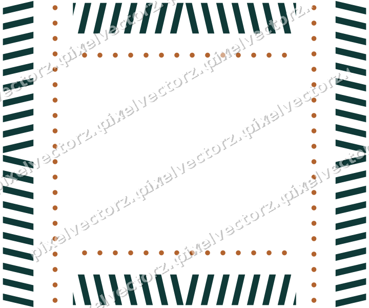 Decorative picture frame border in orange and teal with dot row