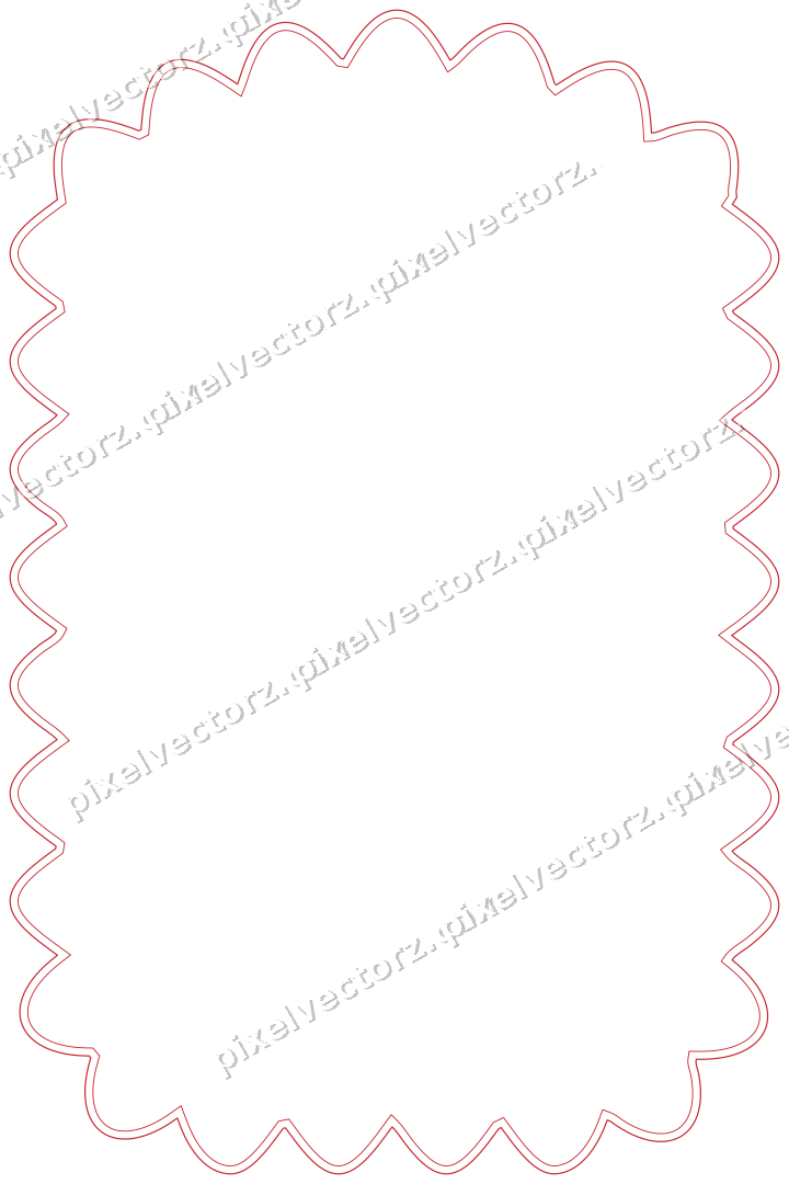 Decorative line art frame in dark green and red with label plaque