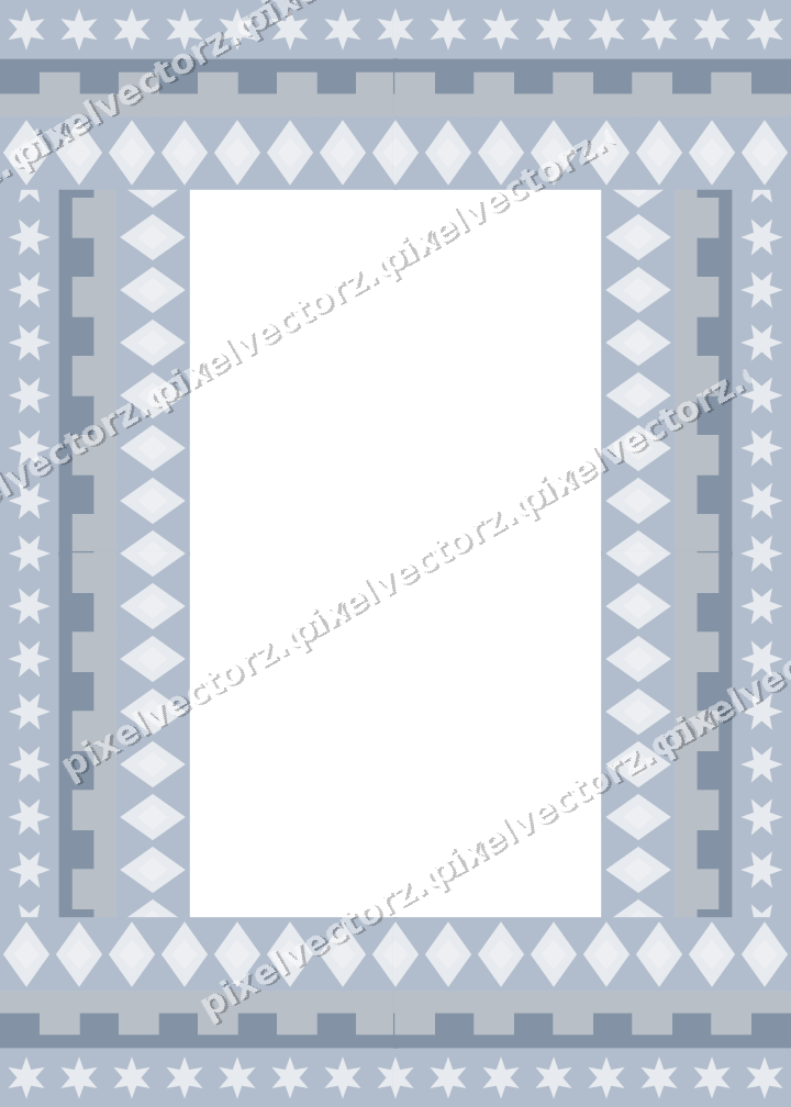 Decorative picture frame border in dark blue and white with star band