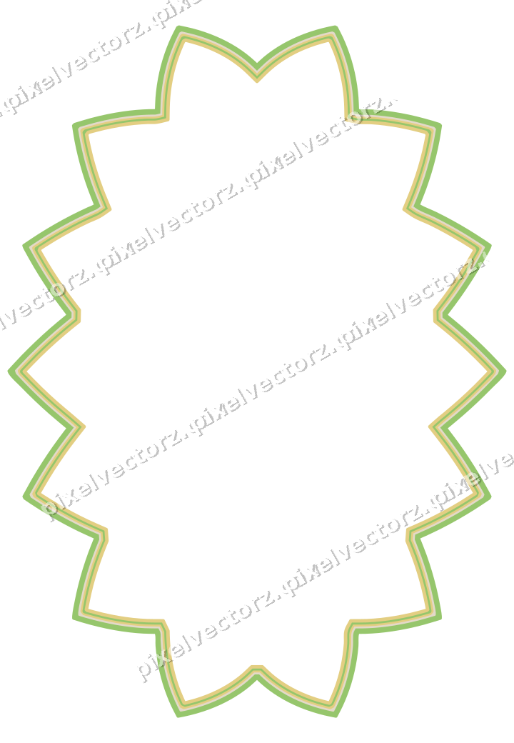 Decorative line art frame in lime and yellow with oval and zigzag edge