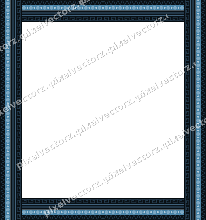 Decorative picture frame border in orange and cyan with wave band