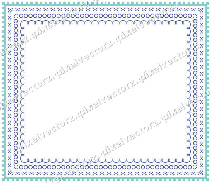 Decorative picture frame border in blue and cyan with step band
