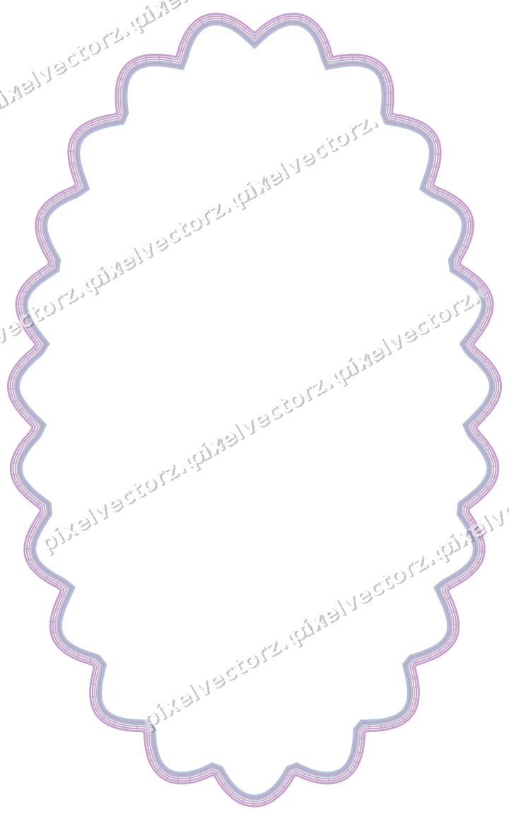 Decorative line art frame in purple and blue with oval