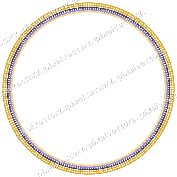 Decorative line art frame in amber and purple with oval and dentil