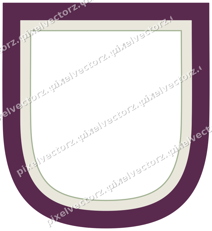 Decorative line art frame in dark magenta and lime with shield