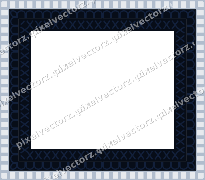 Decorative picture frame border in dark blue with arcade frieze