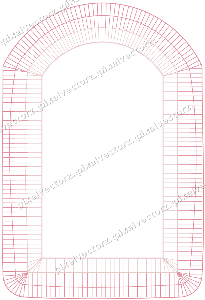 Decorative line art frame in pale pink and pale red with label plaque