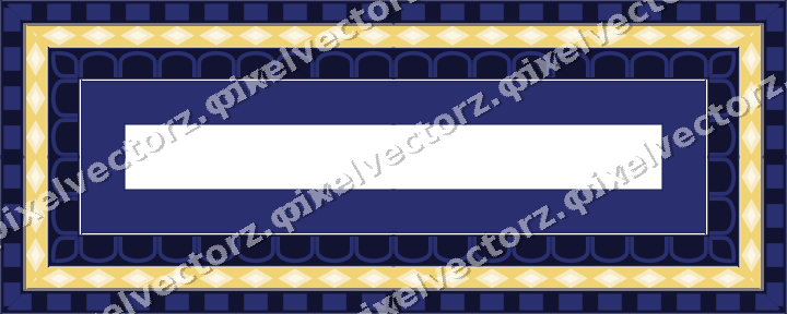 Decorative picture frame border in dark blue and amber with dentil