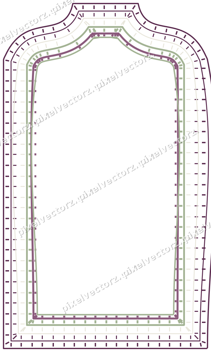 Decorative line art frame in dark magenta and lime with label plaque