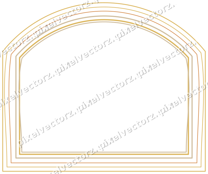 Decorative line art frame in orange and amber with label plaque