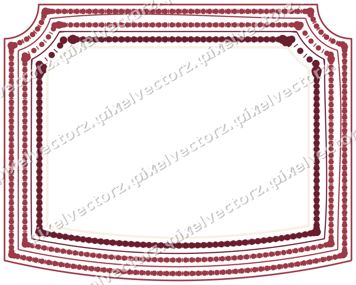 Decorative line art frame in dark pink and red with label plaque