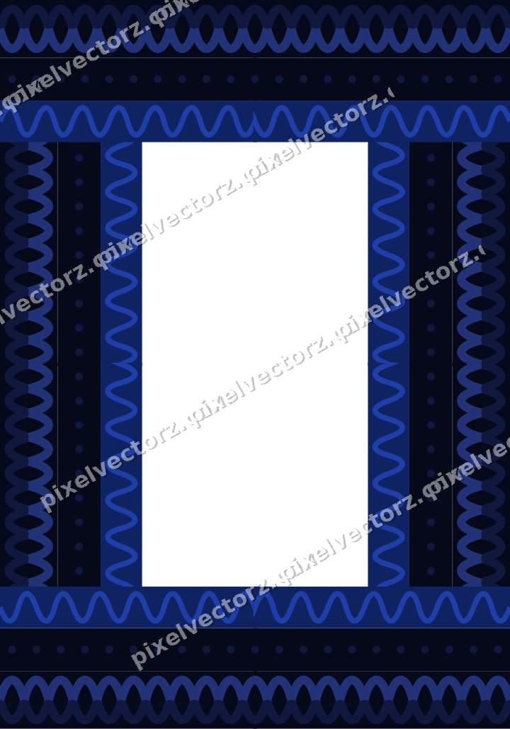 Decorative picture frame border in amber and blue with dot row