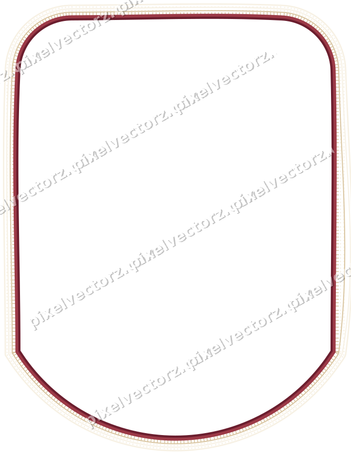 Decorative line art frame in dark pink and red with label plaque
