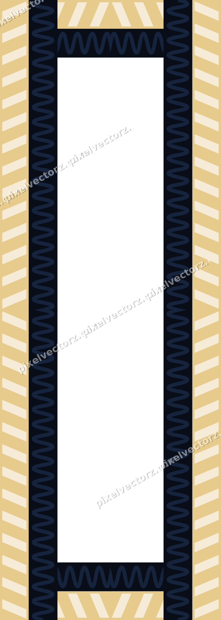 Decorative picture frame border in dark blue and amber with wave band