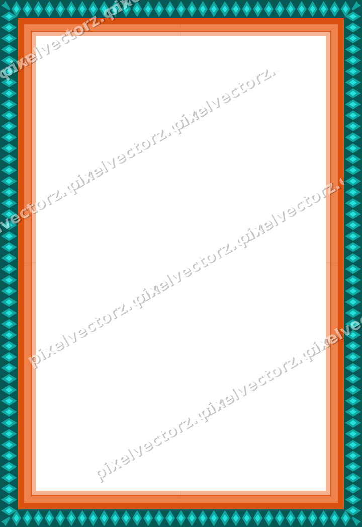 Decorative picture frame border in orange and teal with diamond band