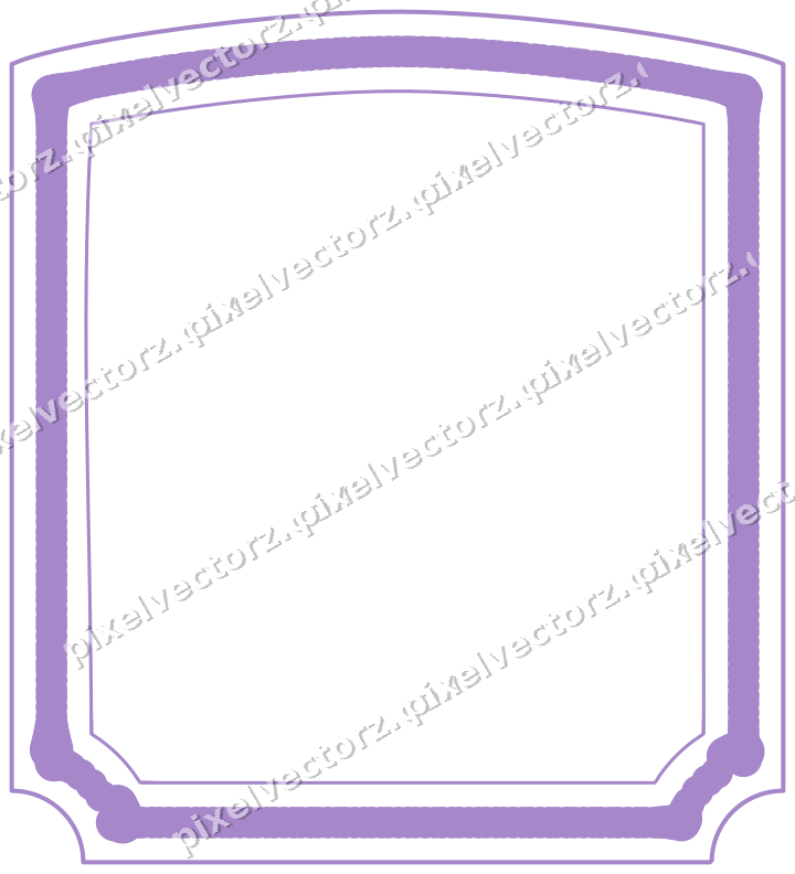 Decorative line art frame in purple and blue with label plaque