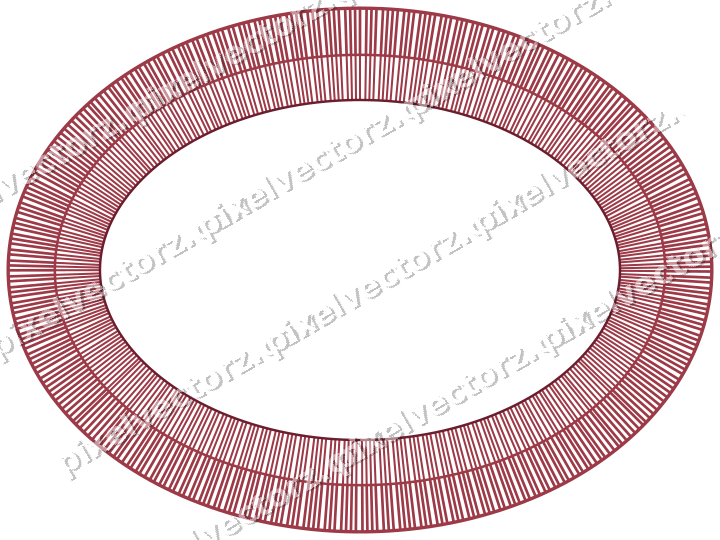 Decorative line art frame in dark pink and red with oval and hatching