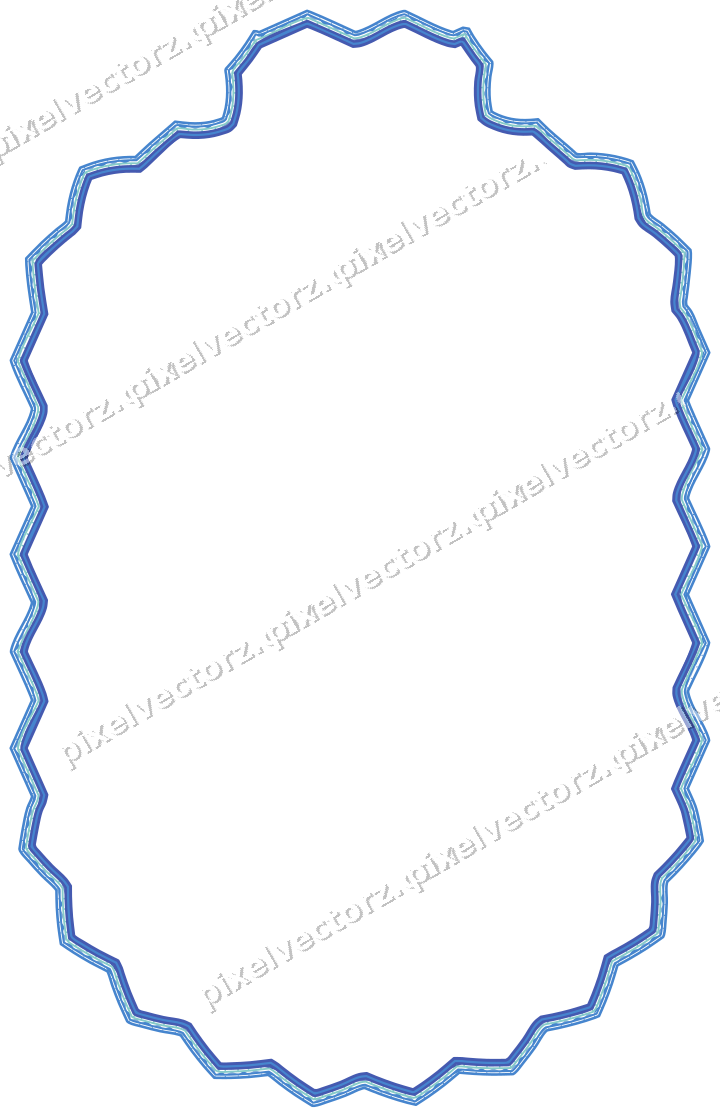 Decorative line art frame in blue and cyan with label plaque