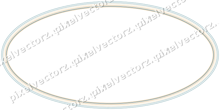 Decorative line art frame in amber and dark teal with oval