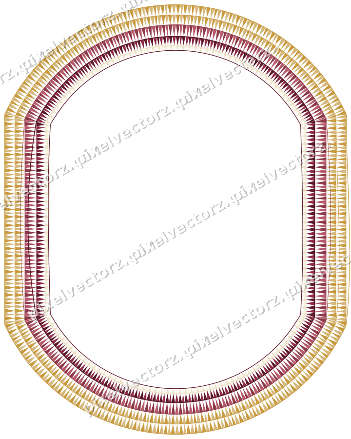 Decorative line art frame in dark pink and amber with label plaque