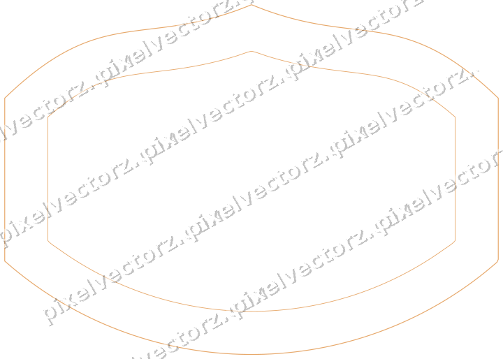 Decorative line art frame in red and orange with label plaque