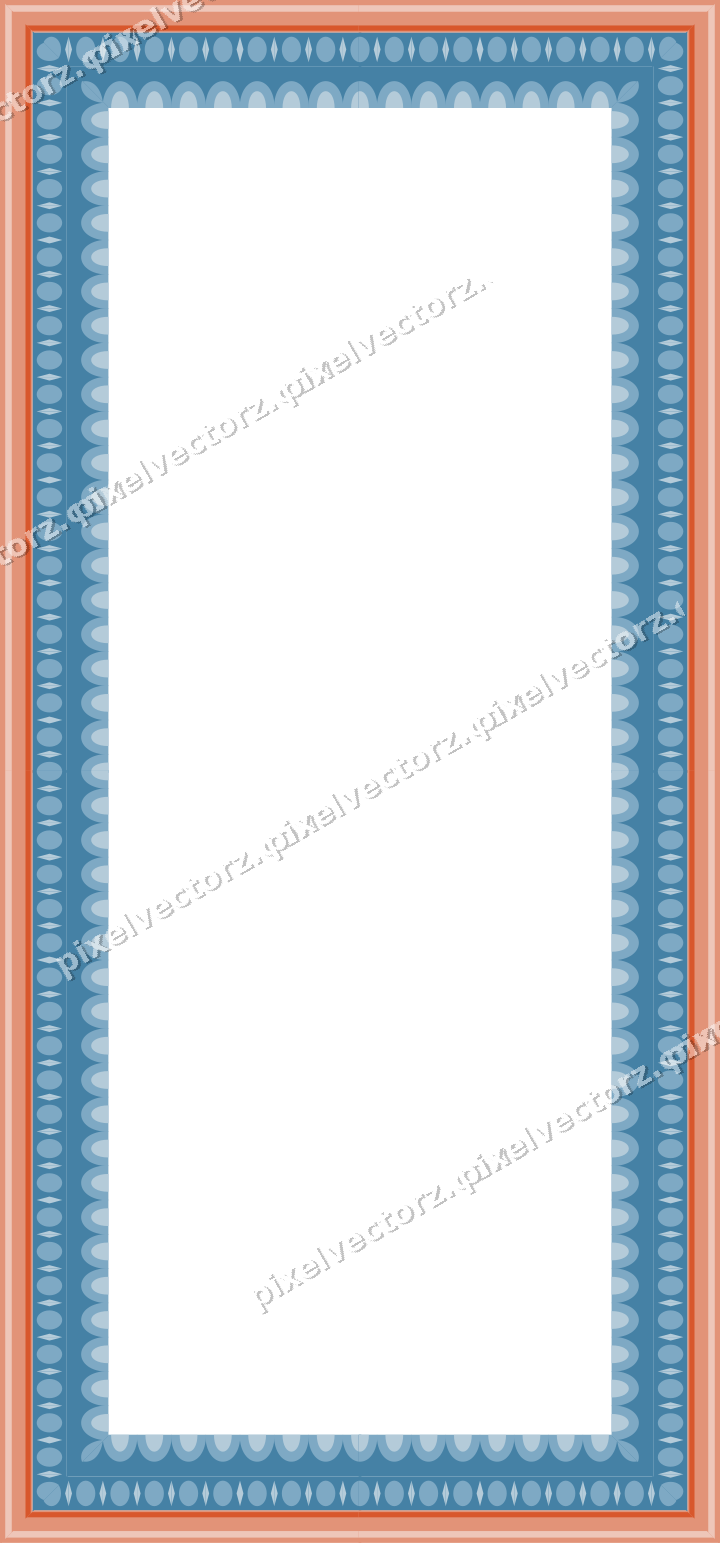 Decorative picture frame border in orange and cyan with egg and dart