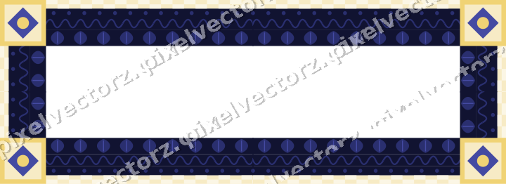 Decorative picture frame border in dark blue and amber with dot row