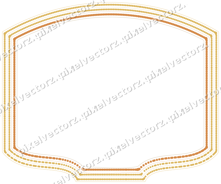 Decorative line art frame in orange and amber with label plaque