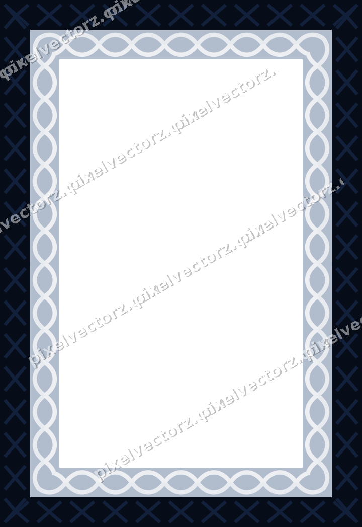 Decorative picture frame border in dark blue and white with cross band