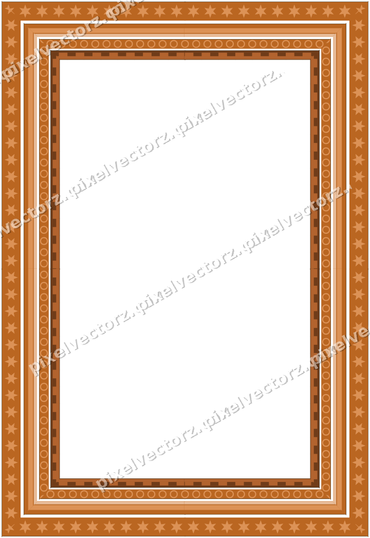 Decorative picture frame border in orange and teal with ring chain