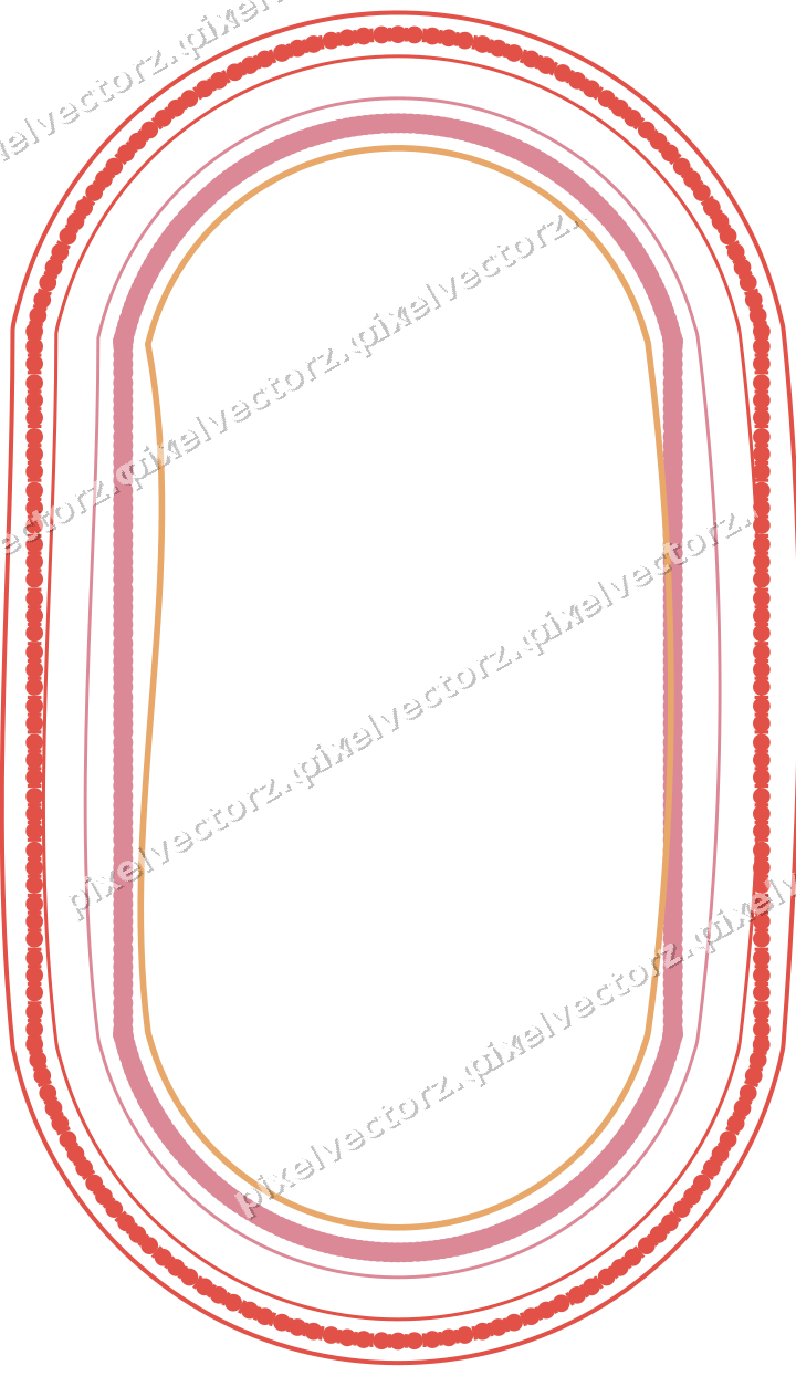 Decorative line art frame in red and orange with label plaque