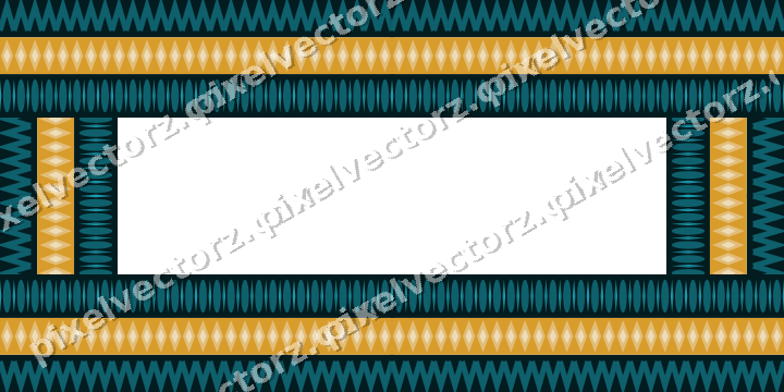 Decorative picture frame border in amber and dark teal with zigzag