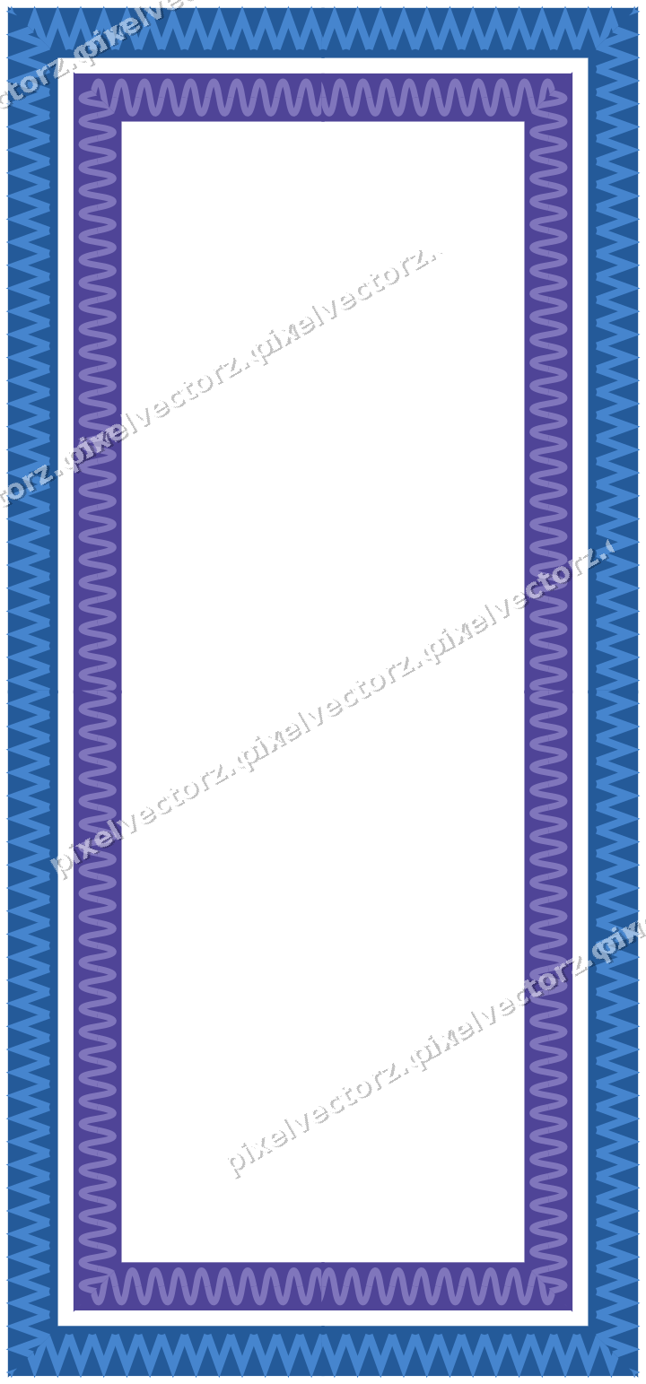 Decorative picture frame border in blue and cyan with zigzag