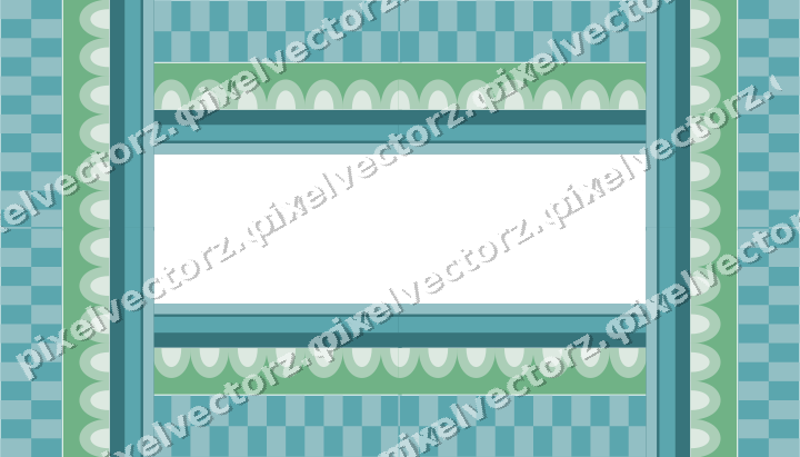 Decorative picture frame border in green and teal with scale band