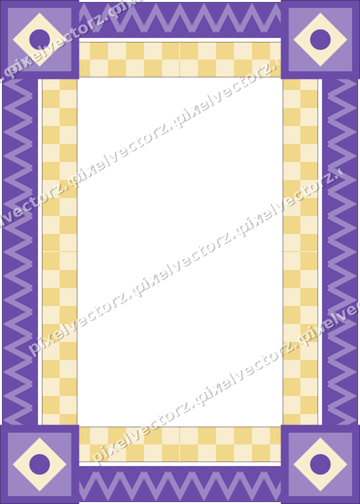 Decorative picture frame border in amber and purple with zigzag